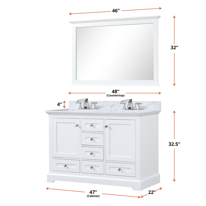 Lexora Dukes 48" W x 22" D White Bath Vanity