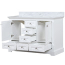 Lexora Dukes 48" W x 22" D White Bath Vanity and Carrara Marble Top