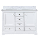 Lexora Dukes 48" W x 22" D White Bath Vanity and Carrara Marble Top