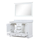 Lexora Dukes 48" W x 22" D White Bath Vanity Carrara Marble Top and 46" Mirror