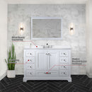 Lexora Dukes 48" W x 22" D White Bath Vanity Quartz Top 46" Mirror