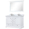 Lexora Dukes 48" W x 22" D White Bath Vanity Quartz Top with Faucet Set and 46" Mirror