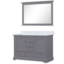 Lexora Dukes 48" W x 22" D Dark Grey Bath Vanity Carrara Marble Topwith 46" Mirror