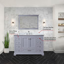 Lexora Dukes 48" W x 22" D Dark Grey Bath Vanity Carrara Marble Topwith 46" Mirror