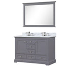 Lexora Dukes 48" W x 22" D Dark Grey Bath Vanity Carrara Marble Top with Faucet Set 46" Mirror