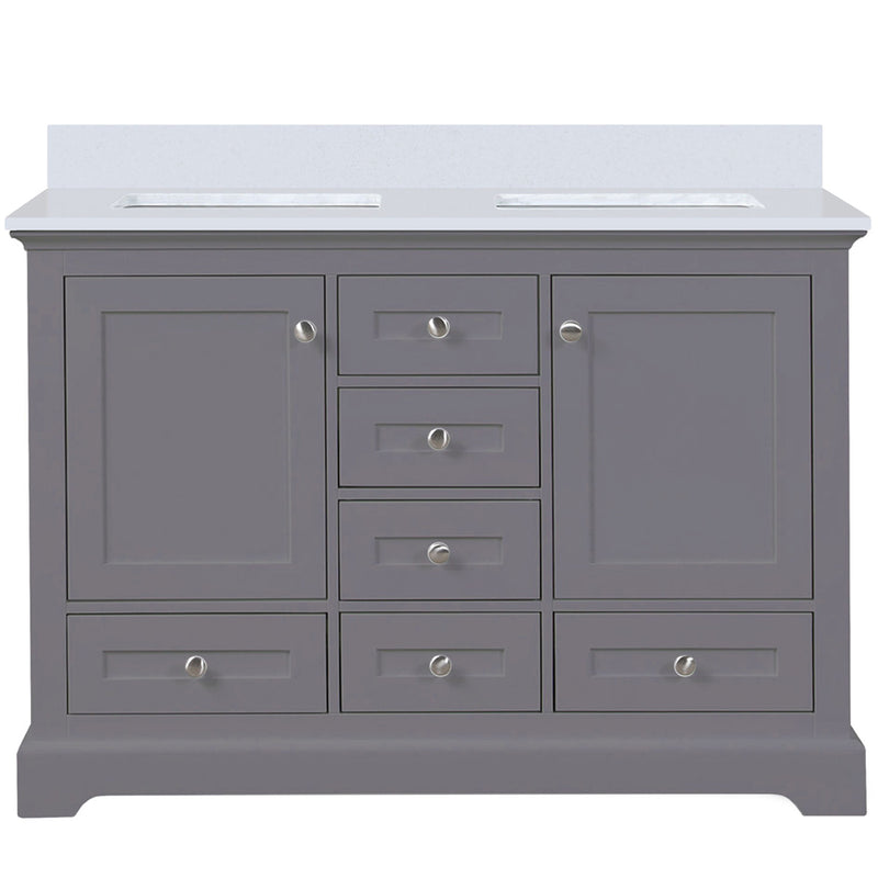 Lexora Dukes 48"W x 22" D Dark Grey Bath Vanity and Quartz Top