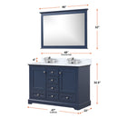 Lexora Dukes 48" W x 22" D Navy Blue Bath Vanity and 46" Mirror