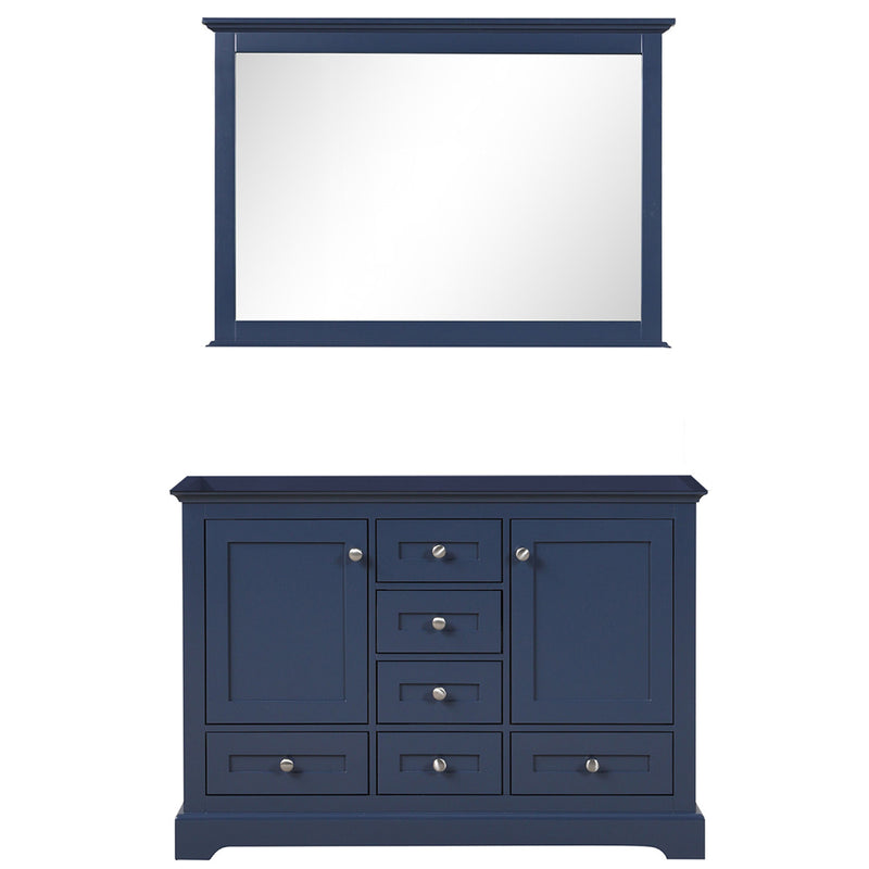 Lexora Dukes 48" W x 22" D Navy Blue Bath Vanity and 46" Mirror