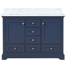 Lexora Dukes 48" W x 22" D Navy Blue Bath Vanity and Carrara Marble Top