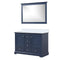 Lexora Dukes 48" W x 22" D Navy Blue Bath Vanity Carrara Marble Top 46" Mirror