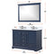 Lexora Dukes 48" W x 22" D Navy Blue Bath Vanity Carrara Marble Top 46" Mirror