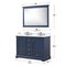 Lexora Dukes 48" W x 22" D Navy Blue Bath Vanity Carrara Marble Top with Faucet Set and 46" Mirror