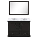 Lexora Dukes 48" W x 22" D Espresso Bath Vanity Carrara Marble Top with Faucet Set and 46" Mirror