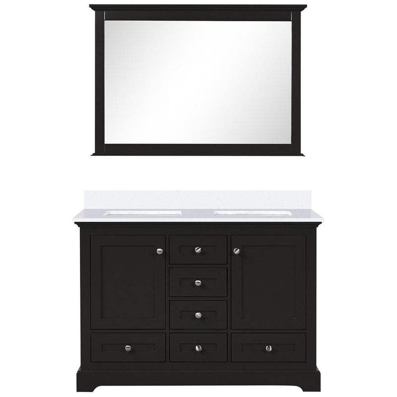 Lexora Dukes 48" W x 22" D Espresso Bath Vanity Quartz Top 46" Mirror