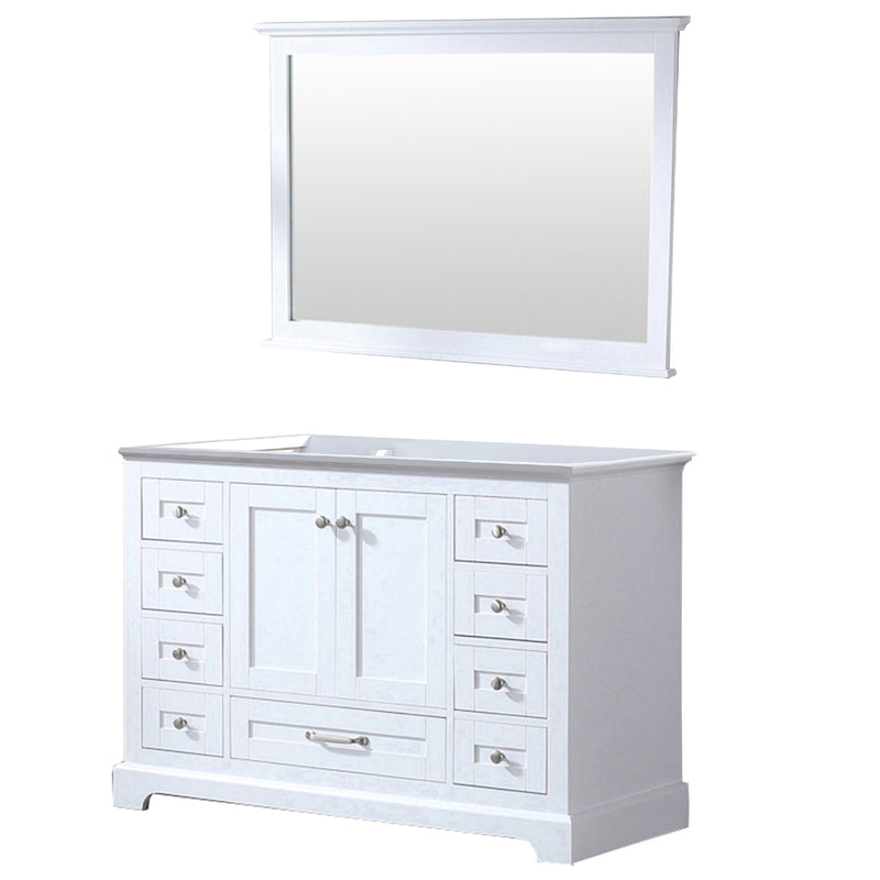 Lexora Dukes 48" W x 22" D White Bath Vanity and 46" Mirror