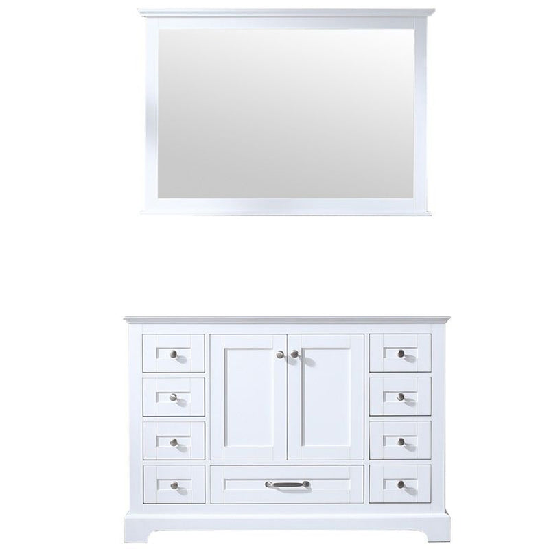 Lexora Dukes 48" W x 22" D White Bath Vanity and 46" Mirror