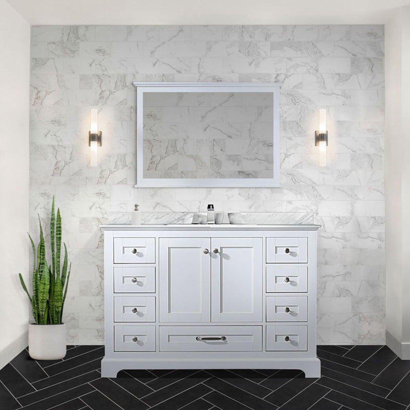 Lexora Dukes 48" W x 22" D White Bath Vanity and Carrara Marble Top