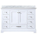 Lexora Dukes 48" W x 22" D White Bath Vanity and Carrara Marble Top