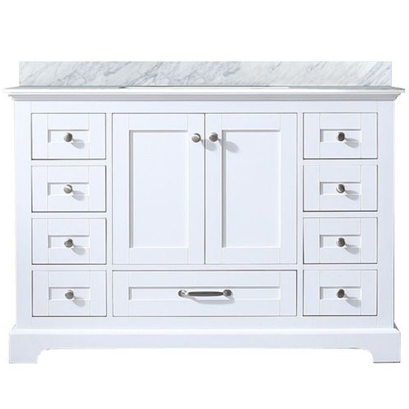 Lexora Dukes 48" W x 22" D White Bath Vanity and Carrara Marble Top