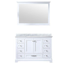 Lexora Dukes 48" W x 22" D White Bath Vanity Carrara Marble Top and 46" Mirror