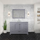 Lexora Dukes 48" W x 22" D Dark Grey Bath Vanity Carrara Marble Top with Faucet Set 46" Mirror