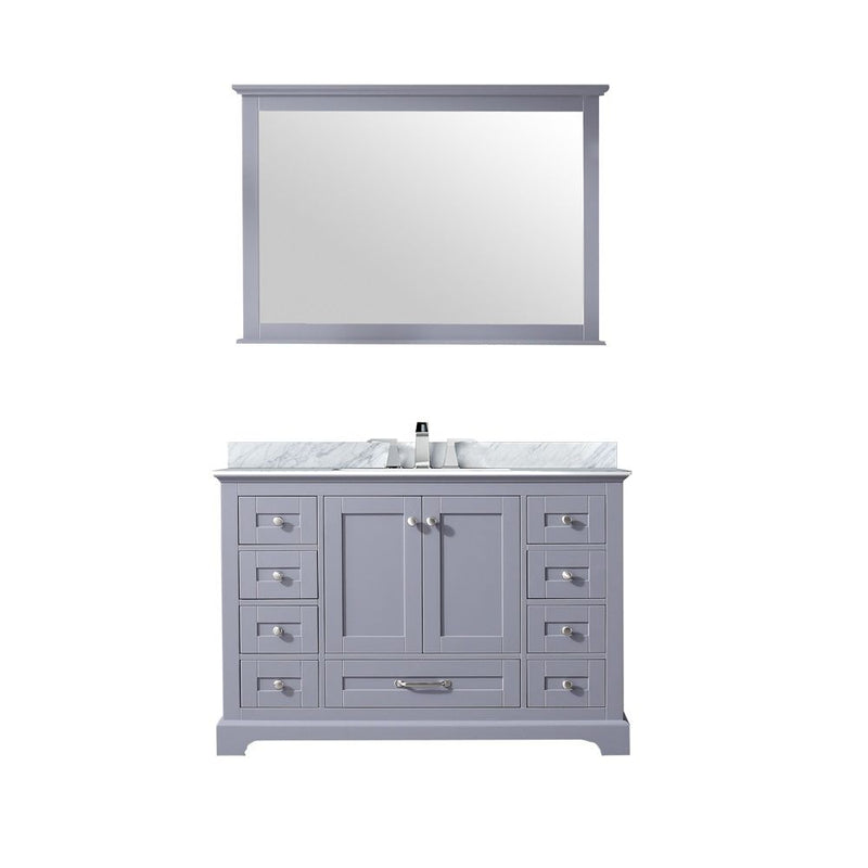 Lexora Dukes 48" W x 22" D Dark Grey Bath Vanity Carrara Marble Top with Faucet Set 46" Mirror