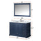 Lexora Dukes 48" W x 22" D Navy Blue Bath Vanity Carrara Marble Top with Faucet Set and 46" Mirror