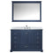 Lexora Dukes 48" W x 22" D Navy Blue Bath Vanity Carrara Marble Top with Faucet Set and 46" Mirror