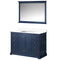 Lexora Dukes 48" W x 22" D Navy Blue Bath Vanity Quartz Top 46" Mirror