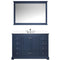 Lexora Dukes 48" W x 22" D Navy Blue Bath Vanity Quartz Top with Faucet Set and 46" Mirror