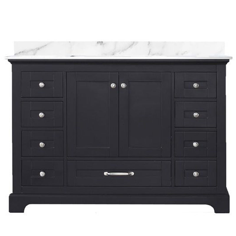 Lexora Dukes 48" W x 22" D Espresso Bath Vanity and Carrara Marble Top