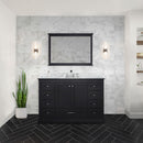 Lexora Dukes 48" W x 22" D Espresso Bath Vanity Carrara Marble Top with Faucet Set and 46" Mirror