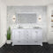 Lexora Dukes 60" W x 22" D White Double Bath Vanity Carrara Marble Top with Faucet Set and 58" Mirror