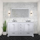 Lexora Dukes 60" W x 22" D White Double Bath Vanity and Carrara Marble Top