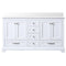 Lexora Dukes 60" W x 22" D White Double Bath Vanity and Carrara Marble Top