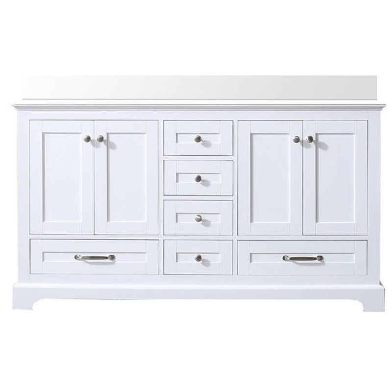 Lexora Dukes 60" W x 22" D White Double Bath Vanity and Carrara Marble Top