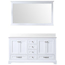 Lexora Dukes 60" W x 22" D White Double Bath Vanity Carrara Marble Top and 58" Mirror