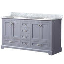 Lexora Dukes 60" W x 22" D Dark Grey Double Bath Vanity and Carrara Marble Top