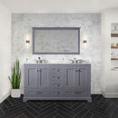 Lexora Dukes 60" W x 22" D Dark Grey Double Bath Vanity Carrara Marble Top with 58" Mirror