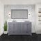 Lexora Dukes 60" W x 22" D Dark Grey Double Bath Vanity Carrara Marble Top with 58" Mirror