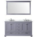 Lexora Dukes 60" W x 22" D Dark Grey Double Bath Vanity Carrara Marble Top with 58" Mirror