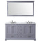 Lexora Dukes 60" W x 22" D Dark Grey Double Bath Vanity Carrara Marble Top with 58" Mirror