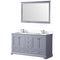 Lexora Dukes 60" W x 22" D Dark Grey Double Bath Vanity Carrara Marble Top with Faucet Set and 58" Mirror