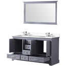 Lexora Dukes 60" W x 22" D Dark Grey Double Bath Vanity Carrara Marble Top with Faucet Set and 58" Mirror