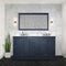 Lexora Dukes 60" W x 22" D Navy Blue Double Bath Vanity Carrara Marble Top with 58" Mirror