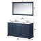 Lexora Dukes 60" W x 22" D Navy Blue Double Bath Vanity Carrara Marble Top with Faucet Set and 58" Mirror