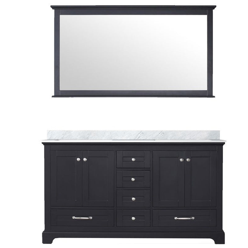 Lexora Dukes 60" W x 22" D Espresso Double Bath Vanity Carrara Marble Top with 58" Mirror