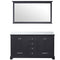 Lexora Dukes 60" W x 22" D Espresso Double Bath Vanity Carrara Marble Top with 58" Mirror