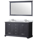 Lexora Dukes 60" W x 22" D Espresso Double Bath Vanity Carrara Marble Top with Faucet Set and 58" Mirror