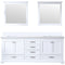 Lexora Dukes 80" W x 22 " D White Double Bath Vanity Carrara Marble Top and 30" Mirrors